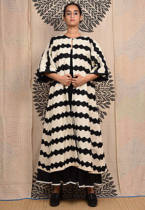 Hand Applique Pure Cotton Maxi Dress in Black