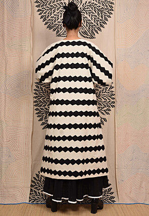 Hand Applique Pure Cotton Maxi Dress in Black