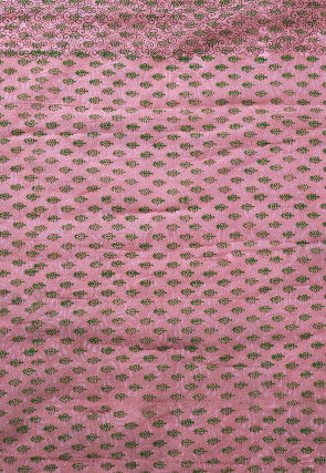 Hand Block Printed Chanderi Cotton Saree in Old Rose