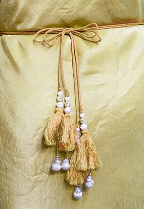 Hand Embroidered Art Silk Adjustable Waist Belt in Pink