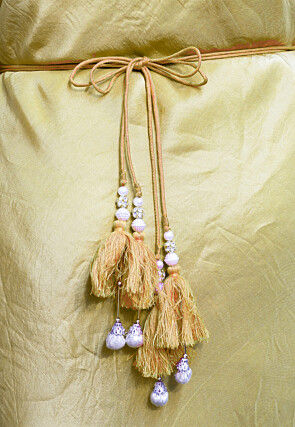 Hand Embroidered Art Silk Adjustable Waist Belt in Royal Blue