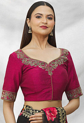 Pink - Zardosi Work - Readymade Saree Blouse Designs Online: Buy