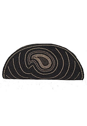 Hand Embroidered Art Silk Clutch Bag in Black