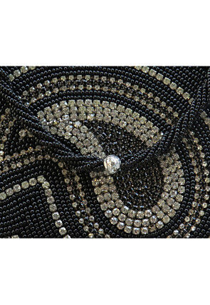 Hand Embroidered Art Silk Clutch Bag in Black