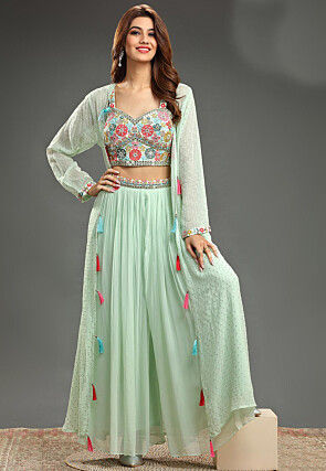 Green - Pants & Trousers - Indo Western Dresses: Buy Latest Indo