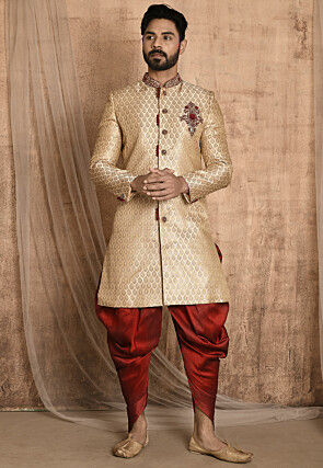 Exquisite Navy Sherwani in Gold Embroidery Indian Pakistani Bollywood Mens Suit 