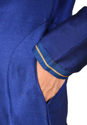 Hand Embroidered Art Silk Kurta in Royal Blue