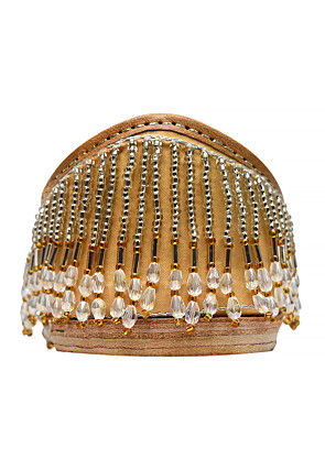 Hand Embroidered Art Silk Women Jutti in Golden