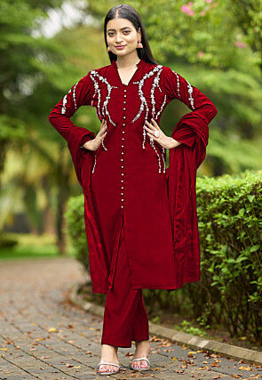 Red Buttons Salwar Kameez Buy Designer Indian Suits for Women Online Utsav Fashion