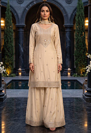 Beige - Readymade - Salwar Kameez: Buy Designer Indian Suits for Women Online