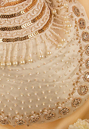 Hand Embroidered Art Silk Potli Bag in Beige