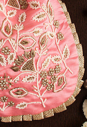 Hand Embroidered Art Silk Potli Bag in Pink