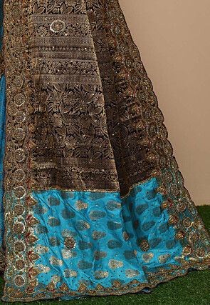 Hand Embroidered Art Silk Saree in Blue