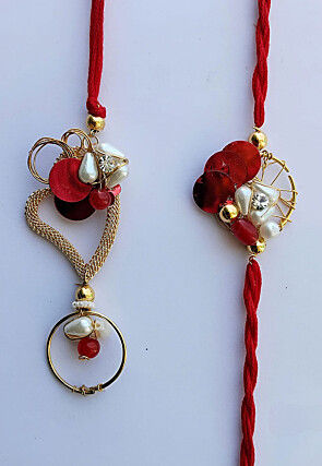 Hand Embroidered Bhaiya and Bhabhi Rakhi Pair