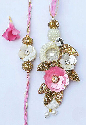 Hand Embroidered Bhaiya and Bhabhi Rakhi Pair