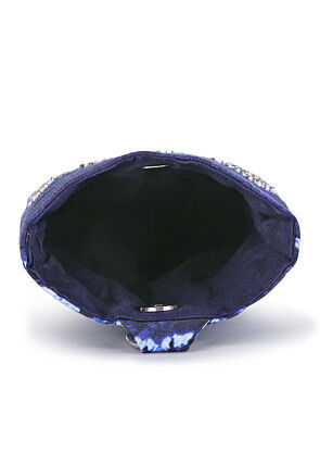 Hand Embroidered Canvas Mobile Pouch in Blue