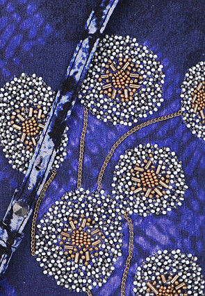 Hand Embroidered Canvas Mobile Pouch in Blue