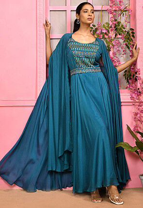 Blue Ravintage Indo Western Party Wear Long Gown at Rs 1985 in Kolkata
