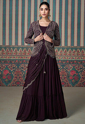 Party wear gowns with stone work clearance