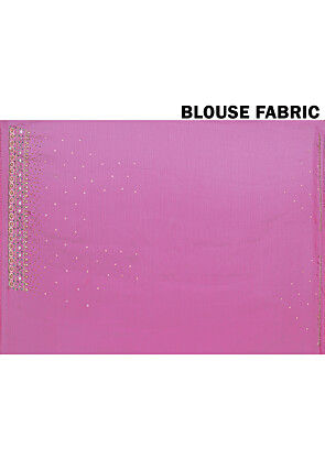 Hand Embroidered Chinon Chiffon Scalloped Saree in Fuchsia