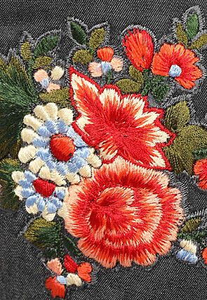 Hand Embroidered Cotton Blouse in Grey