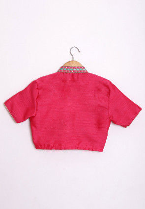 Hand Embroidered Dupion Silk Jacket in Pink