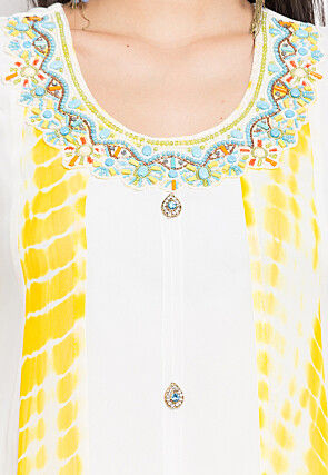 Hand Embroidered Georgette Anarkali Suit in Off White