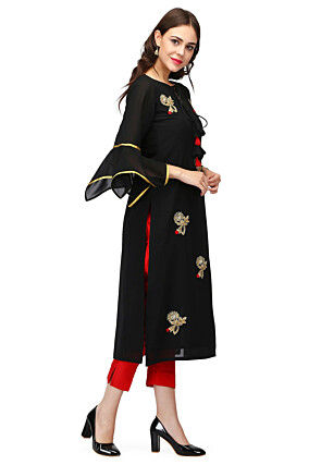 Hand Embroidered Georgette Kurta in Black