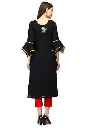 Hand Embroidered Georgette Kurta in Black