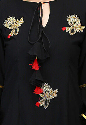 Hand Embroidered Georgette Kurta in Black