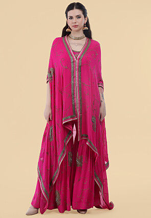 shocking pink pakistani dresses Shocking Pink Embellished Pakistani Pishwas Wedding Dress XLARGE