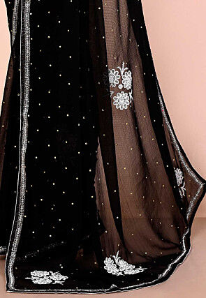 Hand Embroidered Georgette Saree in Black
