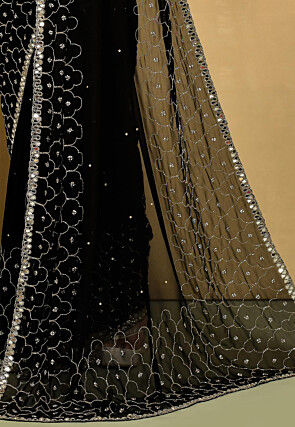 Hand Embroidered Georgette Saree in Black