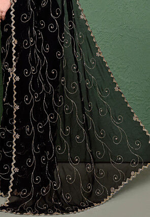 Hand Embroidered Georgette Saree in Black