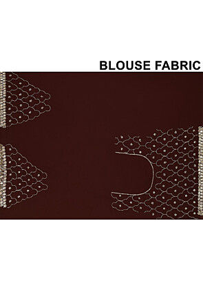 Hand Embroidered Georgette Saree in Brown