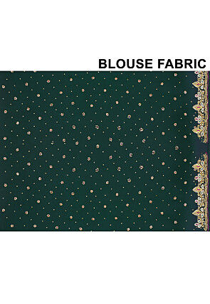 Hand Embroidered Georgette Saree in Dark Green