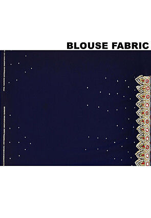 Hand Embroidered Georgette Saree in Navy Blue