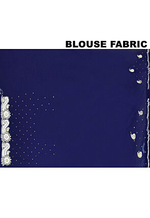 Hand Embroidered Georgette Saree in Navy Blue