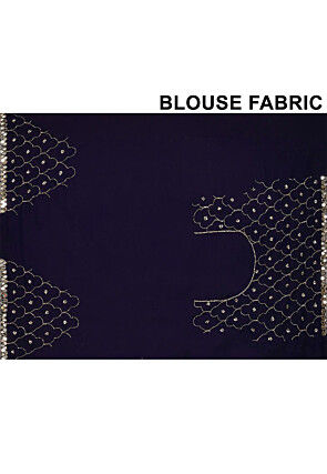 Hand Embroidered Georgette Saree in Navy Blue