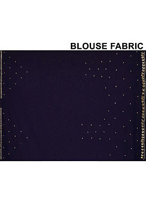 Hand Embroidered Georgette Saree in Navy Blue
