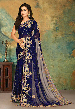 plain satin silk traditional sarees online -1135127706 | Heenastyle