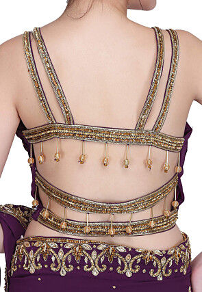 Hand Embroidered Georgette Saree in Purple