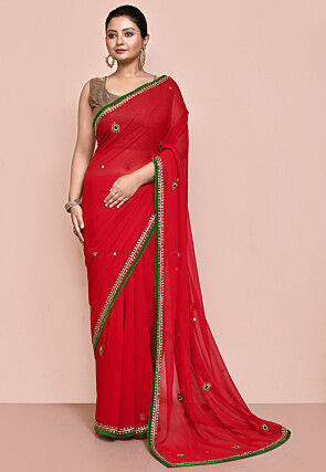 Buy Broad Border Georgette Zardosi Work Diwali Dress Collection Online for  Women in USA