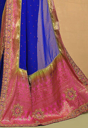 Hand Embroidered Georgette Saree in Royal Blue