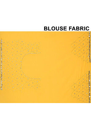 Hand Embroidered Georgette Saree in Yellow