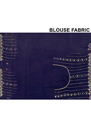 Hand Embroidered Georgette Scalloped Saree in Navy Blue
