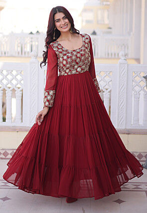 beach casual flowy wedding dresses Firoza A-Line Pleated Satin Indian Traditional Blue Tunic Dress main image 0