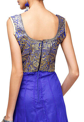Hand Embroidered Net Anarkali Suit in Blue