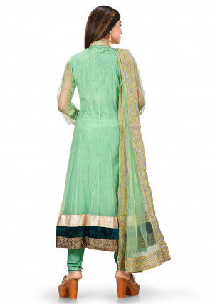 Hand Embroidered Net Anarkali Suit in Sea Green