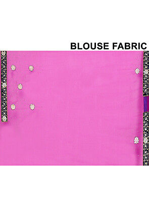 Hand Embroidered Net Saree in Magenta